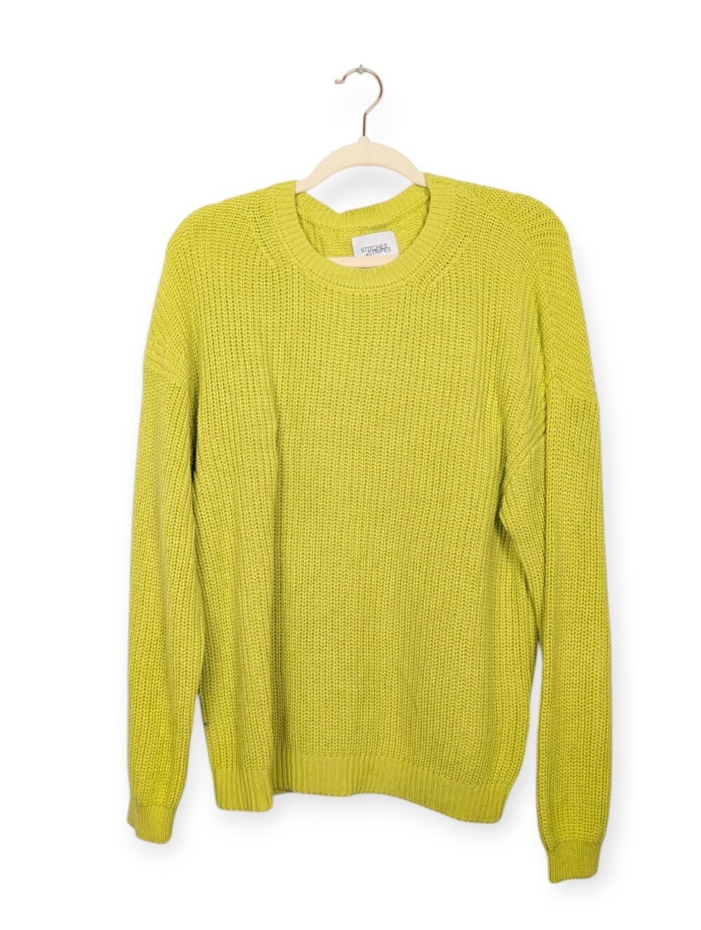 Stitches + Stripes Chartreuse Cotton Crewneck Sweater Size L
